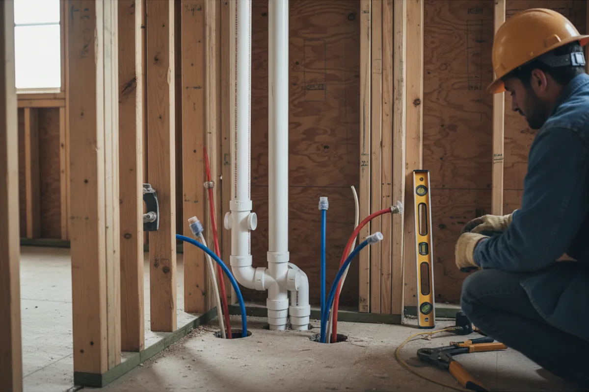 Drain and supply rough-in during Drain Cleaning in Snowville