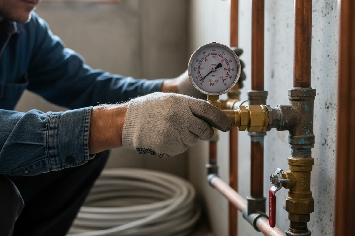Pressure testing a repaired line during Water Line Repair in Snowville